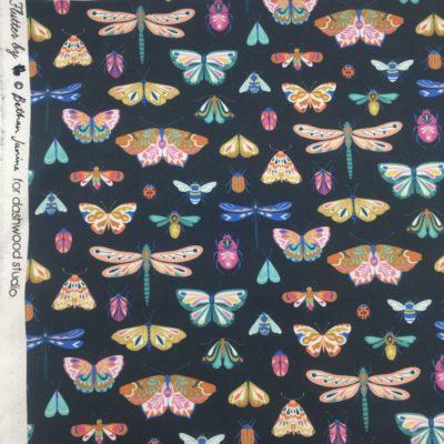 Coton papillons marines, 10 x 110 cm